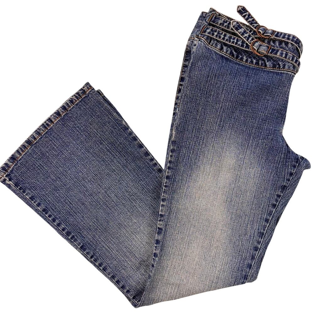 VTG Y2K Jordache Jeans Low Rise Flare Bell Bottom Buckle Indie Juniors 13/14